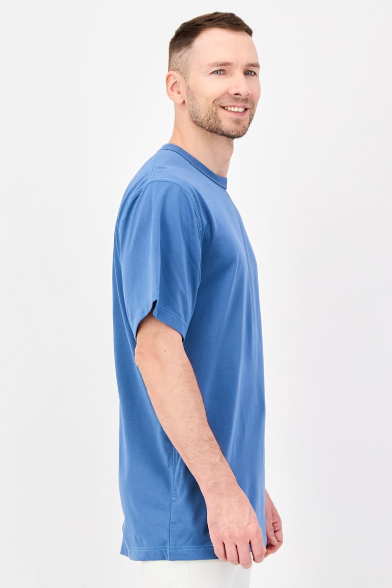 Adidas Men Sportswear Fit Short Sleeve Outdoor T-Shirts, Blue - Image 2